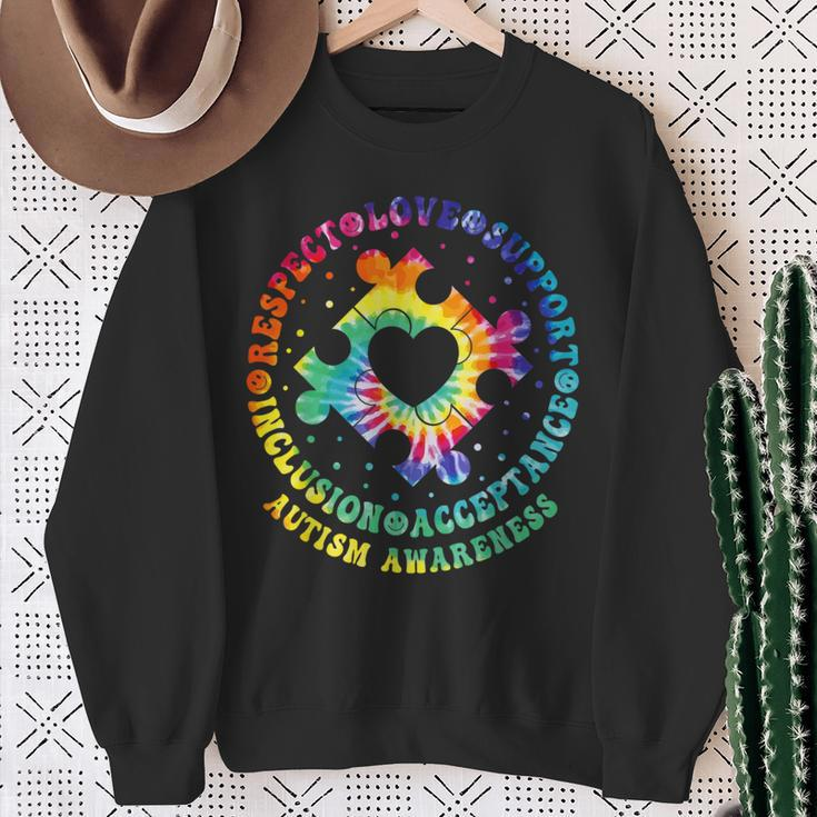 Respect Love Support Acceptance Autism Awareness Puzzle Sweatshirt Gifts for Old Women