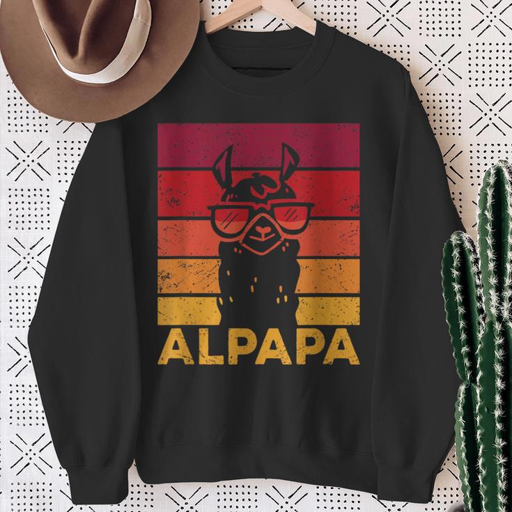 Retro Alpapaatertag Bester Papa Alpaka Sweatshirt Geschenke für alte Frauen