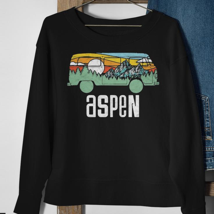 Retro Aspen Colorado Outdoor Hippie Van Graphic Sweatshirt Gifts for Old Women