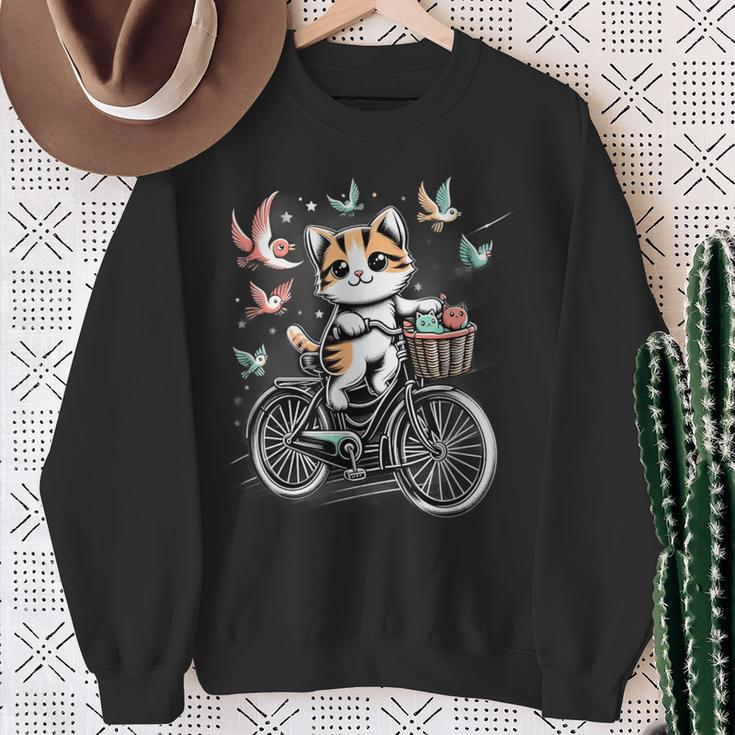 Retro Bike Cat Lover Cycling Vintage Bicycle Sweatshirt Gifts for Old Women