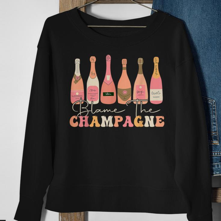 Retro Blame The Champagne Happy New Year 2024 Party Friends Sweatshirt Gifts for Old Women