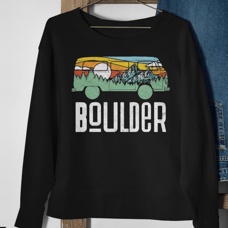 Retro Boulder Colorado Outdoor Hippie Van Graphic Sweatshirt Gifts for Old Women