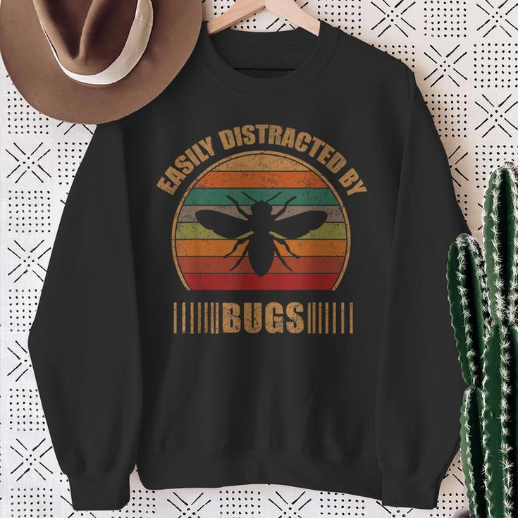 Retro Cute Bug Lover Vintage Easily Distracted By Bugs Sweatshirt Gifts for Old Women