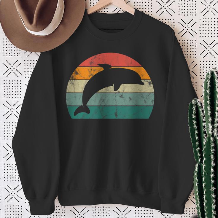 Retro Delfin Mehrfarbig Mit Delfin Sweatshirt Geschenke für alte Frauen