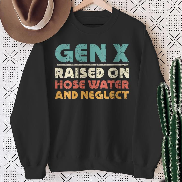 Retro Gen X Raised On Hose Water And Neglect Vintage Sweatshirt Gifts for Old Women