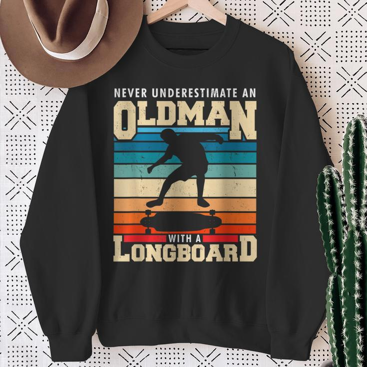 Retro Longboarder Longboard Sweatshirt Geschenke für alte Frauen