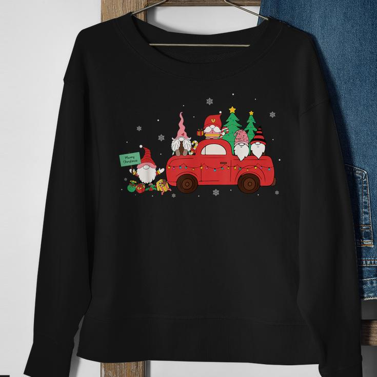Retro Red Truck Christmas Tree With Gnome Gnomies Farming Sweatshirt Gifts for Old Women