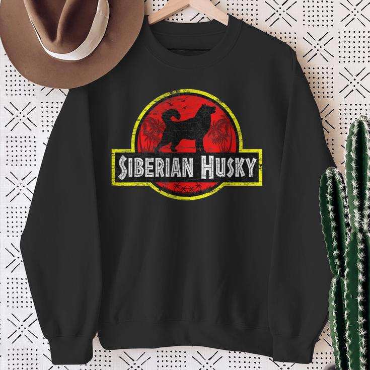 Retro Sibirian Husky Dadintage Hundater Haustier Hund Papa Sweatshirt Geschenke für alte Frauen