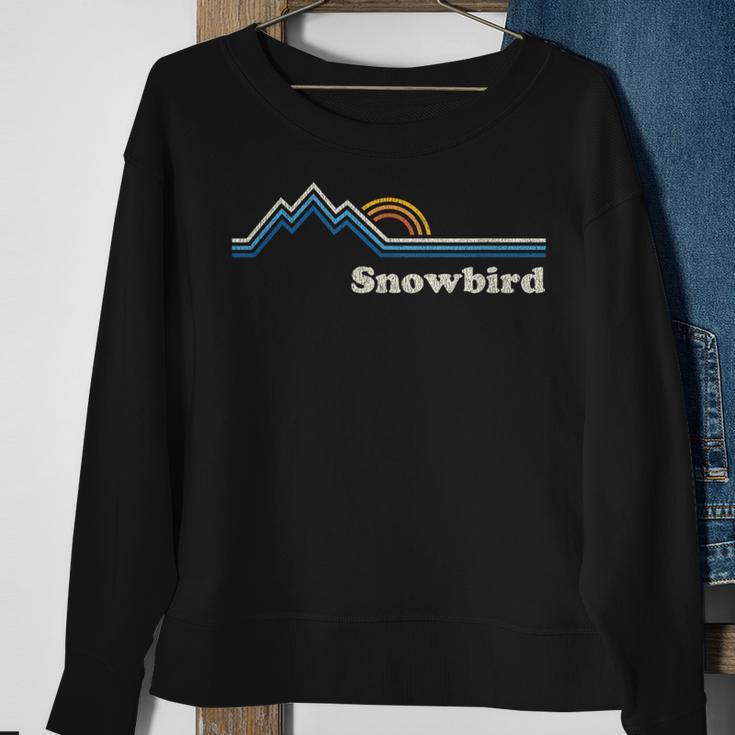 Retro Snowbird Utah UtVintage Sunrise Mountains Sweatshirt Gifts for Old Women