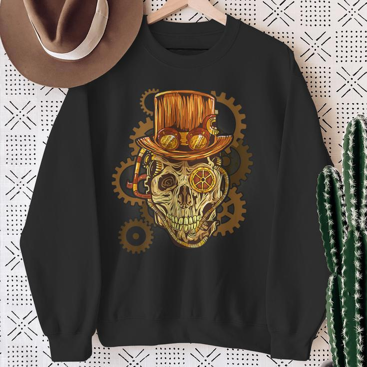 Retro Steampunk Skull Vintage Gears Goth Sweatshirt Gifts for Old Women
