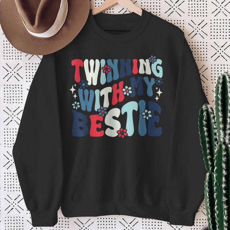 Retro Twins Day Twinning With My Bestie Friend Matching Twin Sweatshirt Gifts for Old Women