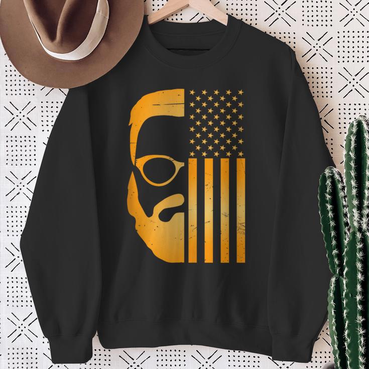 Retro Us Flagge Mit Bart Und Brille Für Papaäter Männer Sweatshirt Geschenke für alte Frauen