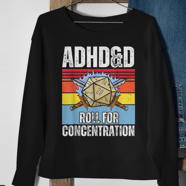 Retro Vintage Adhd&D Roll For Concentration Gamer Sweatshirt Gifts for Old Women