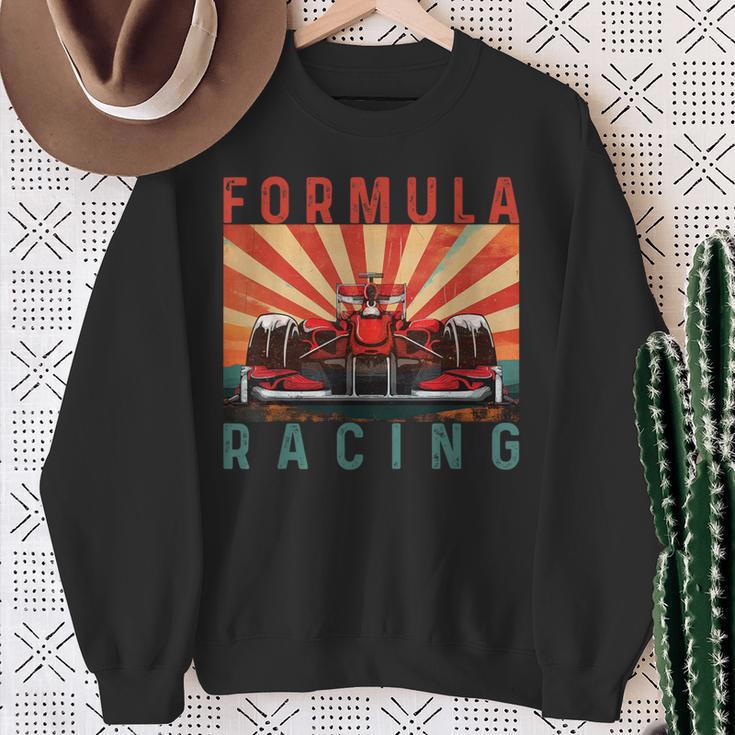 Retro Vintage Formula Racing Lovers Race Car Fan Sweatshirt Gifts for Old Women