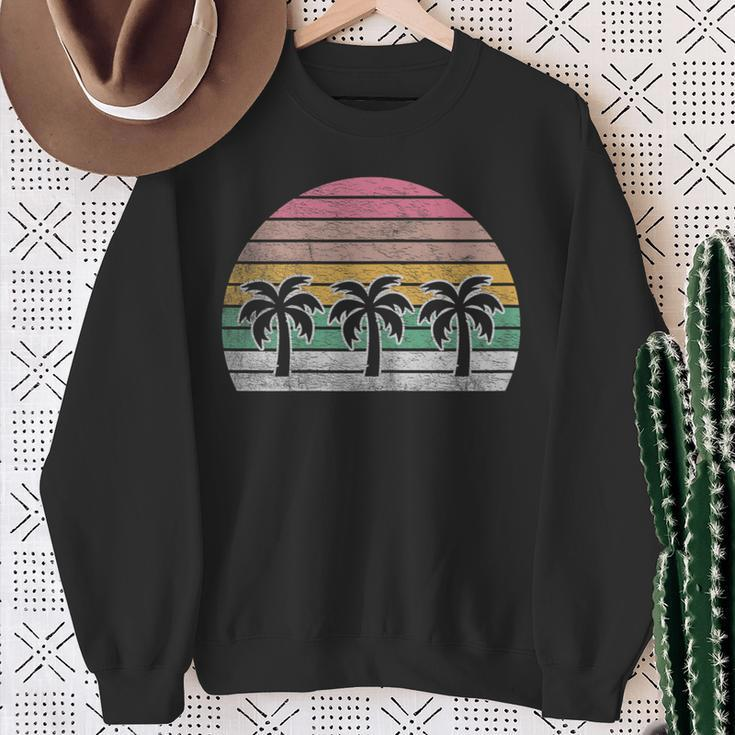 Retro Vintage Palm Trees Beach Summer Vacation Beach Sweatshirt Gifts for Old Women