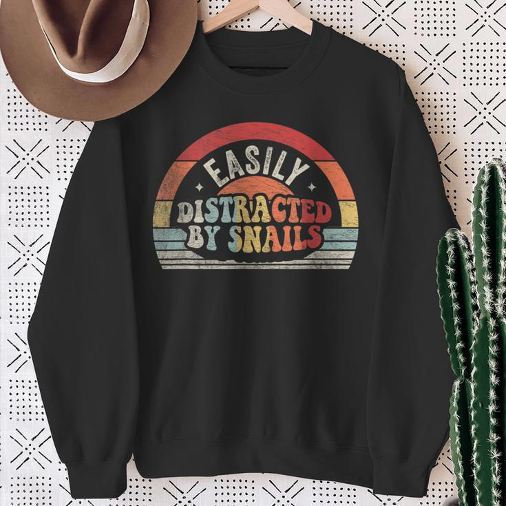 Retro Vintage Snail Lover Easily Distracted By Snails Sweatshirt Gifts for Old Women