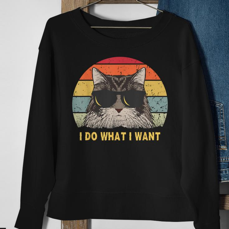 Retro I Do What I Want Cat Vintage Cat Lover Sweatshirt Gifts for Old Women
