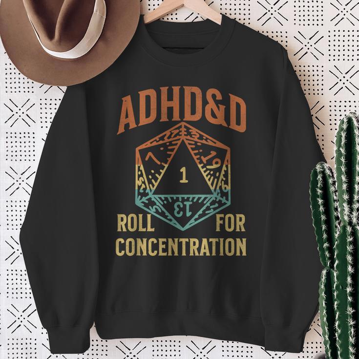 Retrointage Adhs & D Rolle Für Konzentration Für Gamer Sweatshirt Geschenke für alte Frauen