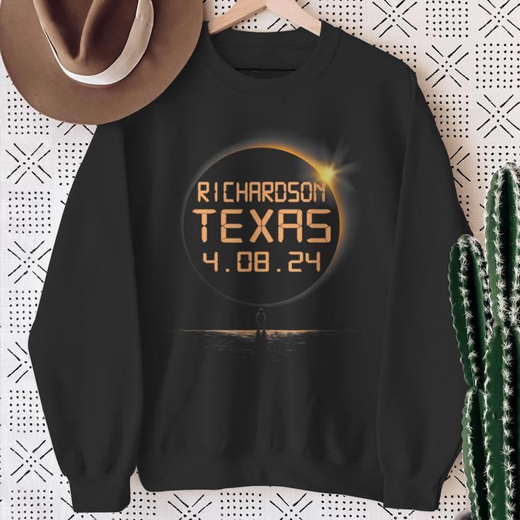 Richardson Texas Tx Total Solar Eclipse April 8 2024 4-8 Sweatshirt Gifts for Old Women