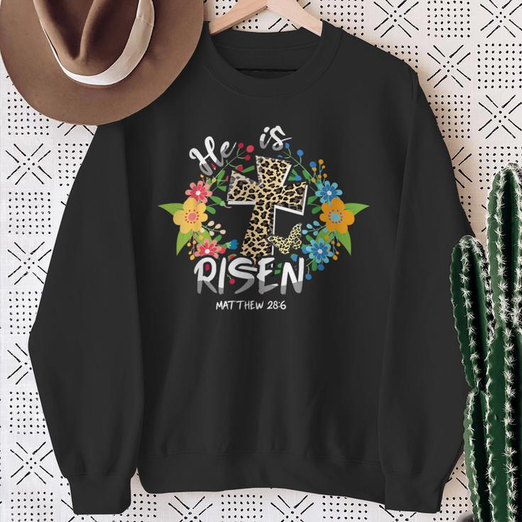 He Is Risen Bible Verse Colorful Easter Is About Jesus Sweatshirt Gifts for Old Women