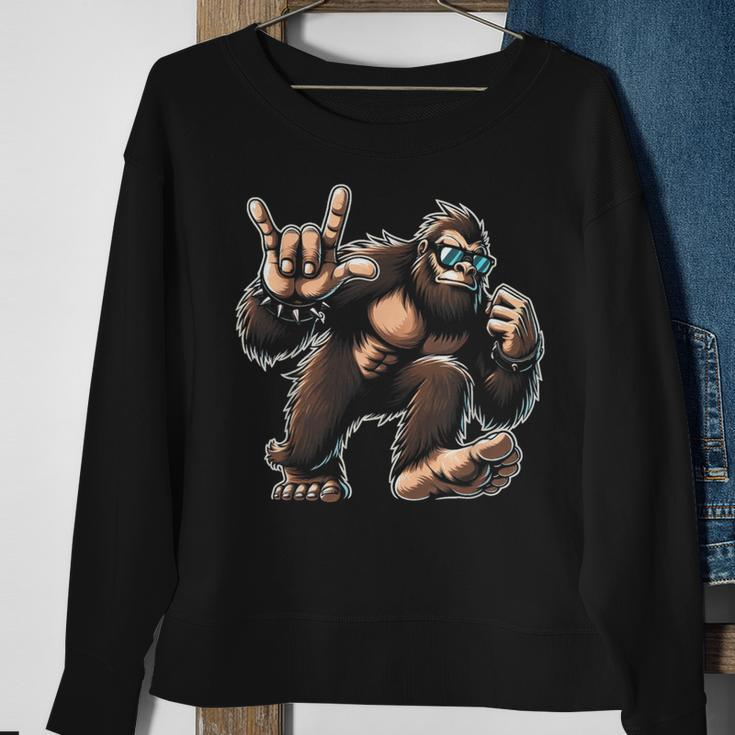 Rock And Roll Big Foot Dancing Sasquatch With Sunglass Sweatshirt Gifts for Old Women