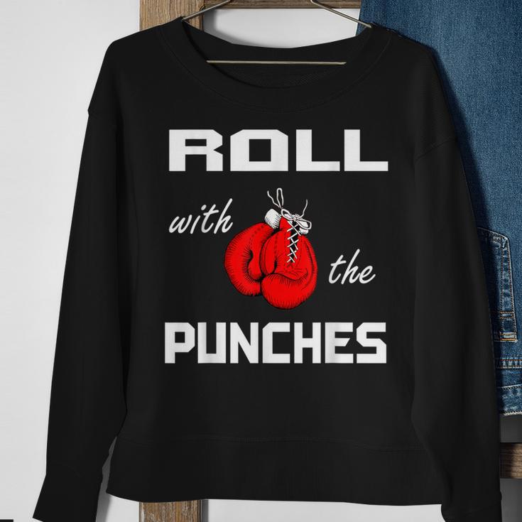 Roll With The Punches Boxing Gloves Sweatshirt Gifts for Old Women