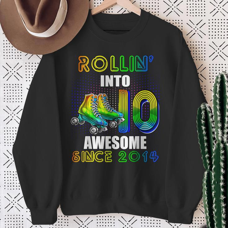 Roller Skating 10Th Birthday Boys Rollin 10 Awesome 2014 Sweatshirt Gifts for Old Women