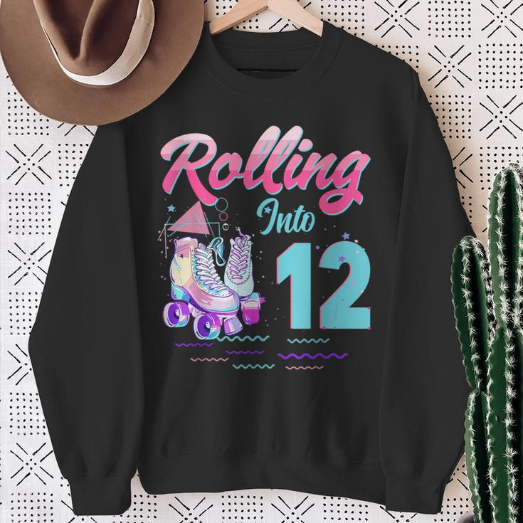 Rolling Into 12 Years Roller Skates Skating For Girls Sweatshirt Gifts for Old Women