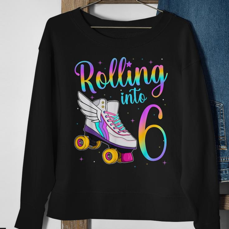 Rolling Into 6 Years Lets Roll I'm Turning 6 Roller Skates Sweatshirt Gifts for Old Women