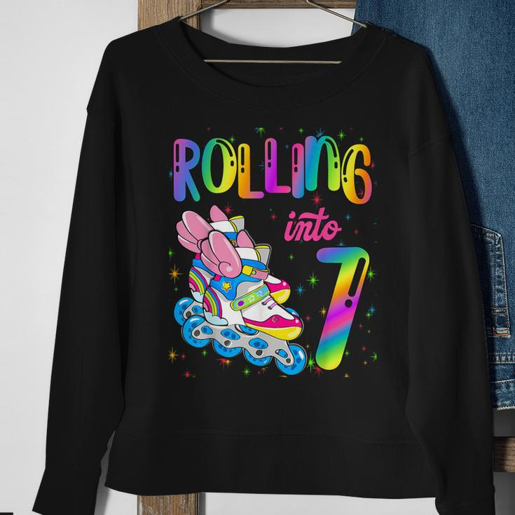 Rolling Into 7 Years Let's Roll I'm Turning 7 Roller Skate Sweatshirt Gifts for Old Women