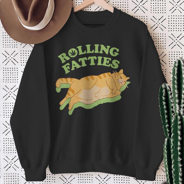 Rolling Fatties Weed Cat Marijuana Sweatshirt Gifts for Old Women