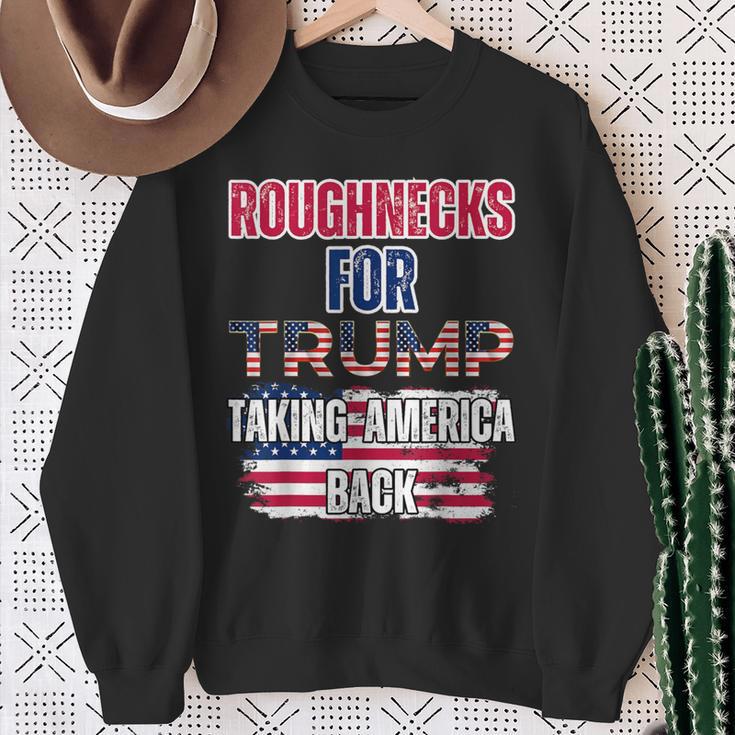 Roughnecks For Trump Blue Collar Conservative Oil Rig Hand Sweatshirt Gifts for Old Women