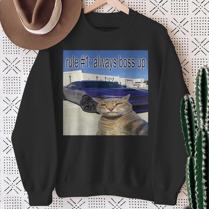 Rule 1 Always Boss Up Cat Meme For Women Sweatshirt Gifts for Old Women