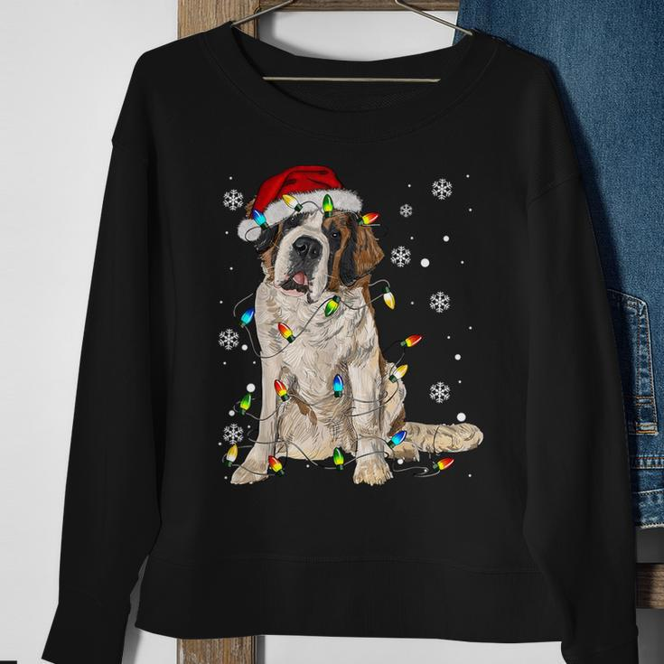 Saint Bernard Dog Santa Christmas Tree Lights Pajama Xmas Sweatshirt Gifts for Old Women