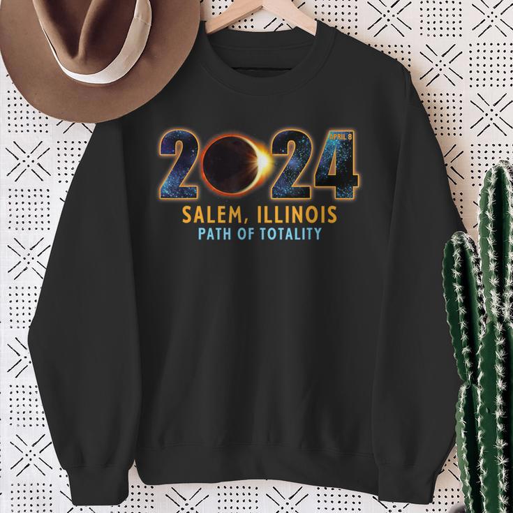 Salem Illinois Total Solar Eclipse 2024 Sweatshirt Gifts for Old Women