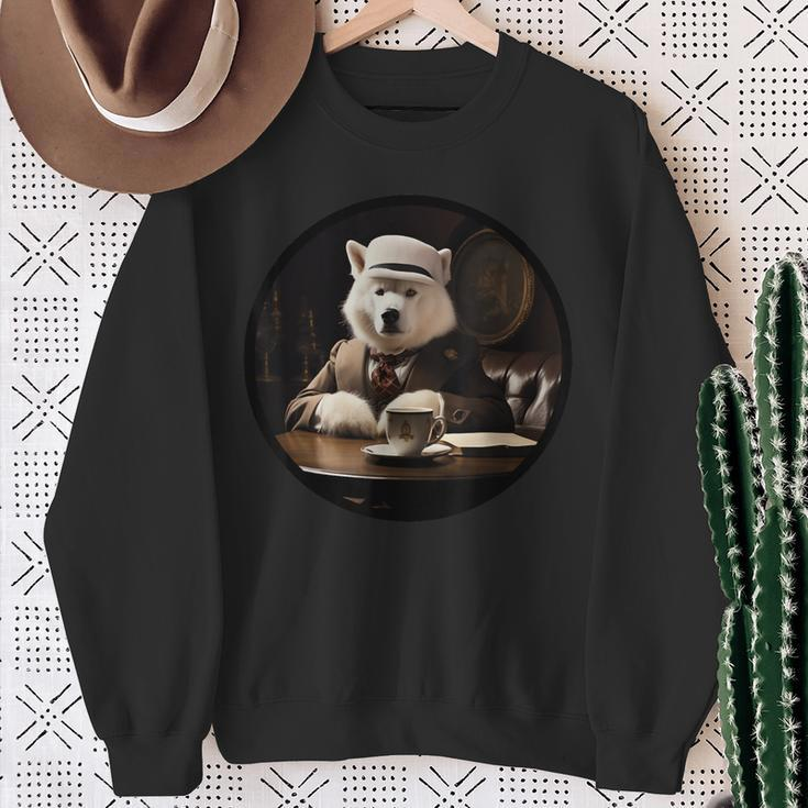Samojede Englischer Gentleman Lustiger Hund Viktorianisch Sweatshirt Geschenke für alte Frauen