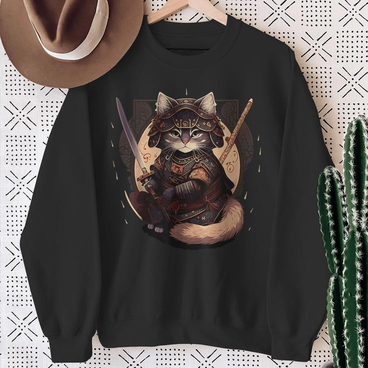 Samurai Cat Warrior Japanese Ninja Cat Kawaii Sweatshirt Gifts for Old Women