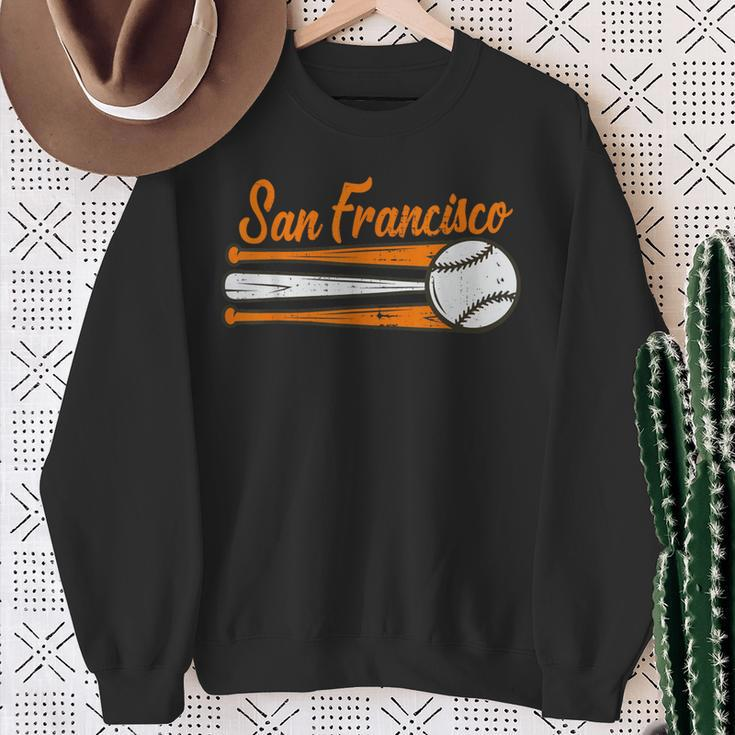 San Francisco Baseball Vintage Distressed Met At Gameday Sweatshirt Gifts for Old Women