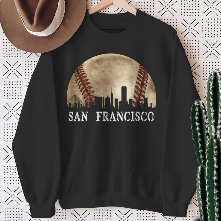 San Francisco Skyline City Vintage Baseball Lover Sweatshirt Gifts for Old Women