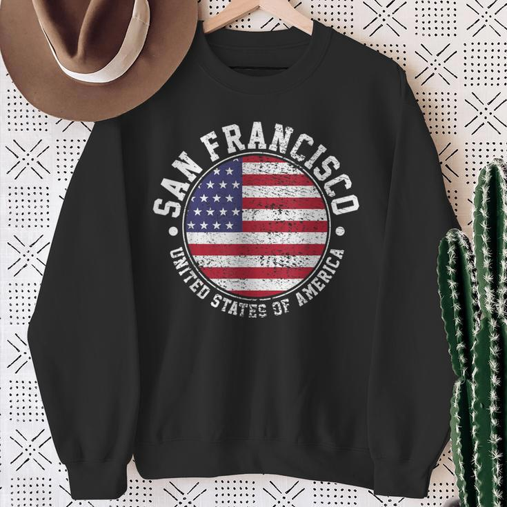 San Francisco USA-Flaggen-Design Schwarz Sweatshirt, Städteliebe Mode Geschenke für alte Frauen