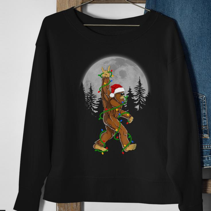 Santa Bigfoot Christmas Sasquatch Rock Roll Believe Pajamas Sweatshirt Gifts for Old Women