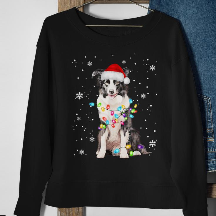 Santa Border Collie Christmas Tree Light Pajama Dog X-Mas Sweatshirt Gifts for Old Women