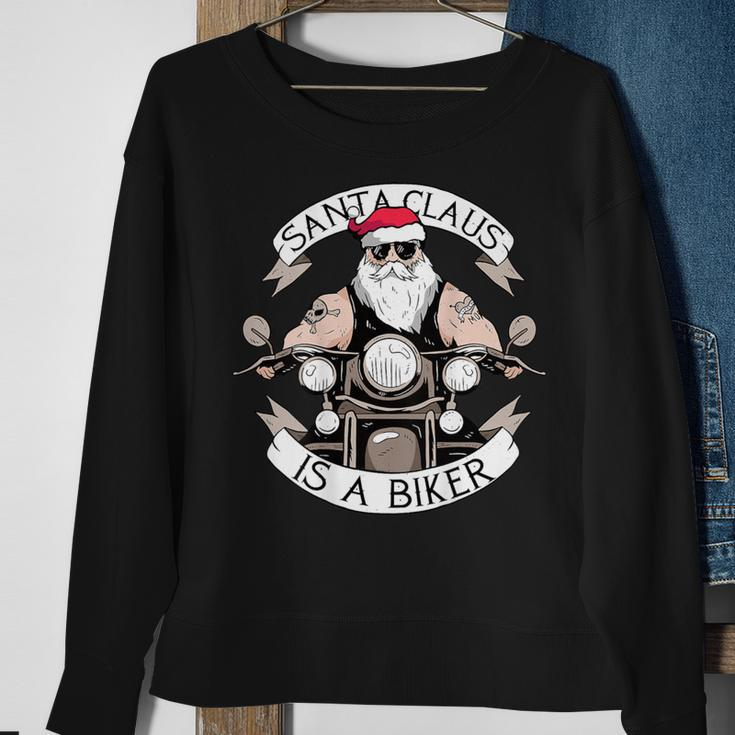 Santa Claus Is A Biker Motorcycle Christmas Meme On Back Sweatshirt Gifts for Old Women