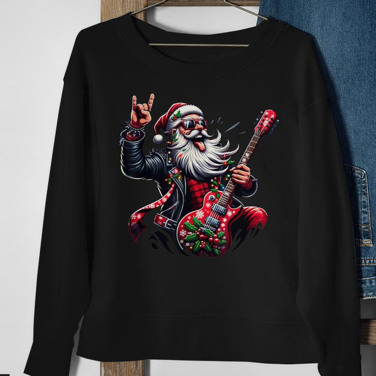 Santa Claus Guitar Player Rock & Roll Christmas Sweatshirt Gifts for Old Women