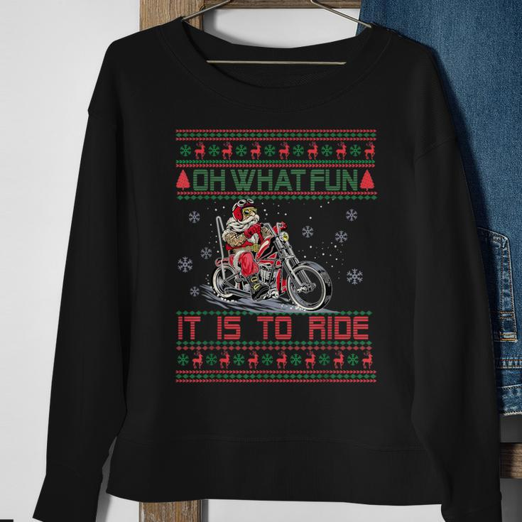 Santa Claus Riding Motorcycle Xmas Biker Present Christmas Sweatshirt Gifts for Old Women