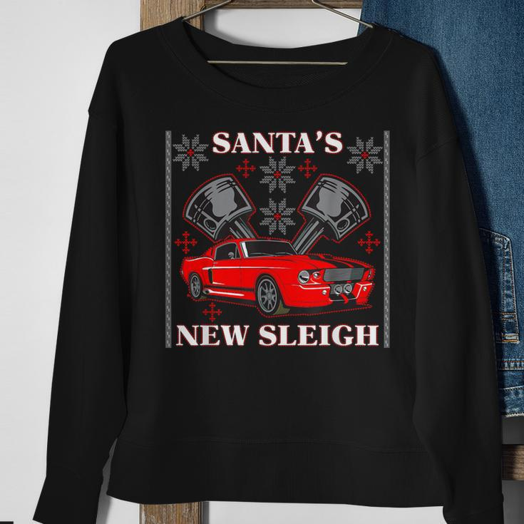 Santa's New Sleigh Muscle Car Ugly Christmas Sweatshirt Gifts for Old Women