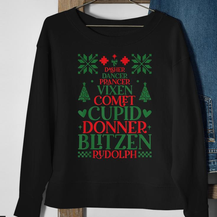 Santa's Reindeer Name Rudolph Family Ugly Christmas Sweater Sweatshirt Gifts for Old Women