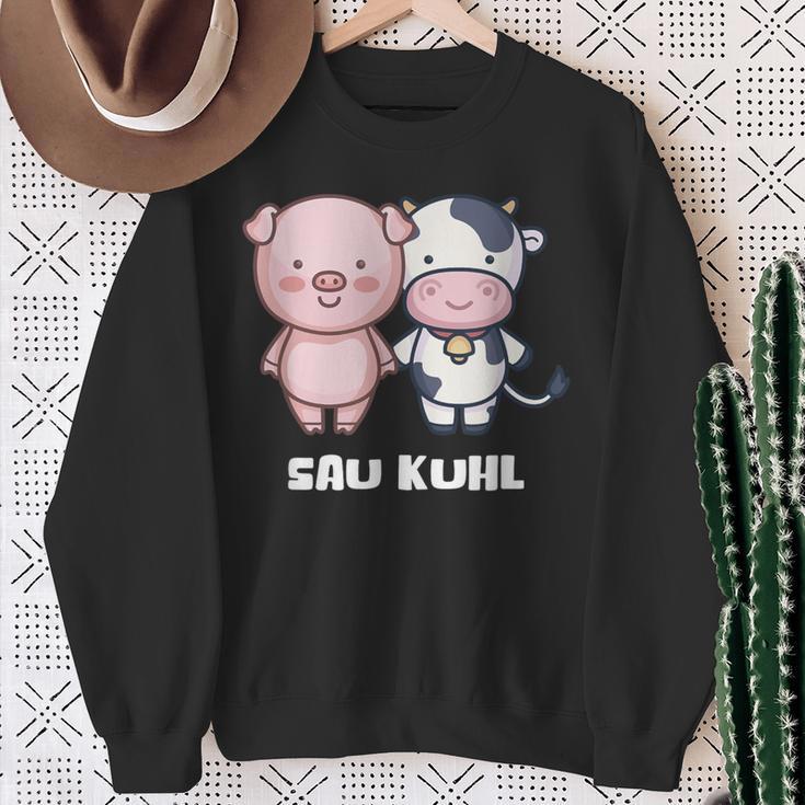 Sau Kuhl Pig Cow Farmers Wortwitz Animals S Sweatshirt Geschenke für alte Frauen