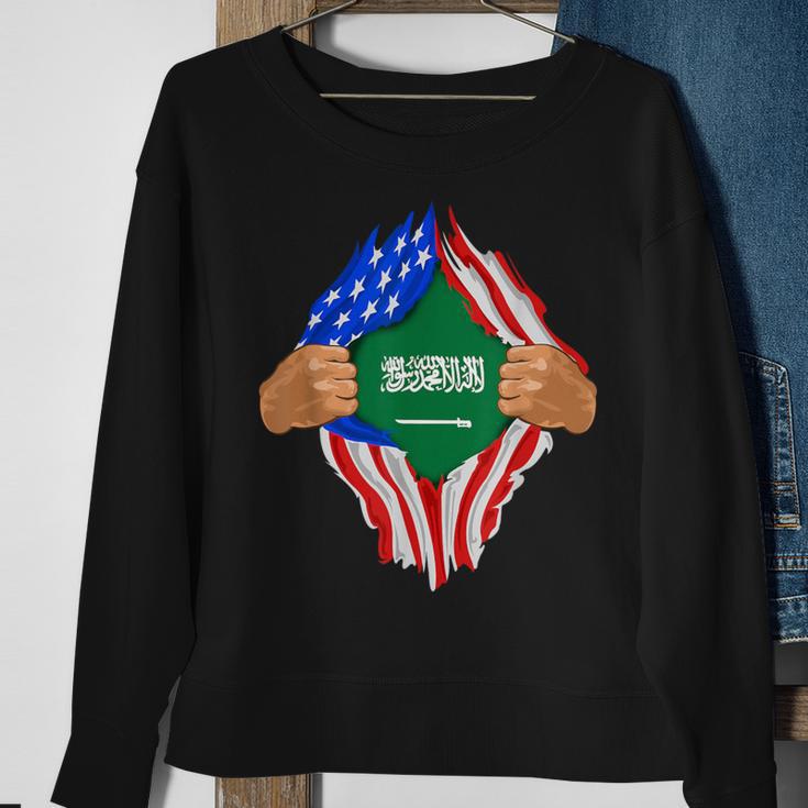 Saudi Arabian Blood Inside Me Saudi Arabia Flag Sweatshirt Gifts for Old Women