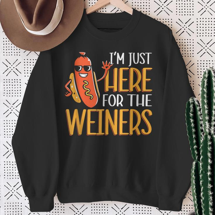Sausage I'm Just Here For The Wieners Hot Dog Sweatshirt Gifts for Old Women